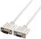 Een serieel RS-232-kabel van grijs kunststof met een mannelijke en een vrouwelijke connector, voor gegevensoverdracht.