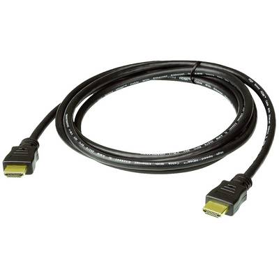 Een zwart HDMI-kabel, bestaande uit twee stekkers aan de uiteinden, voor digitale audio- en videodoorgifte tussen apparaten.