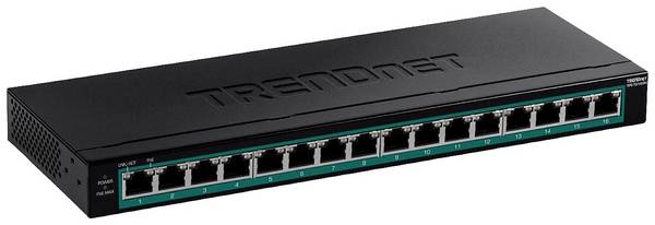 TRENDnet TPE-TG160H 16-Poorts PoE+ Switch Gigabit 123W , zwart