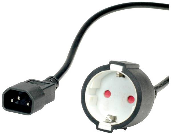 VALUE stroomkabel, C14 connector naar CEE7/3 female, max 10A (2300W), for UPS only, zwart, 0,3 m
