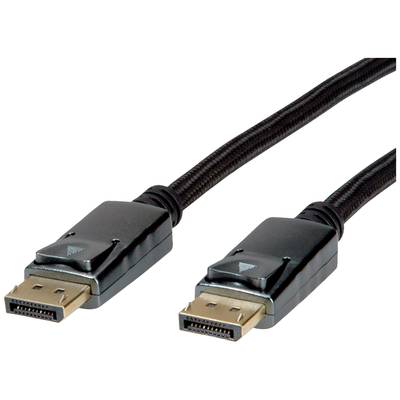 Twee DisplayPort-kabels met zwarte connectoren en gevlochten kabelmantel, geschikt voor het aansluiten van monitors op computers of andere apparaten.