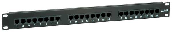 VALUE Cat.5e (Class D) 19" Patchpanel, 24 Poorten, onafgeschermd, zwart