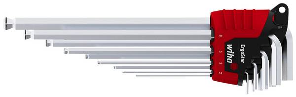 Wiha 43851 Zeskant Haakse schroevendraaierset 1.5 mm, 2 mm, 2.5 mm, 3 mm, 4 mm, 5 mm, 6 mm, 8 mm, 10 mm   9-delig