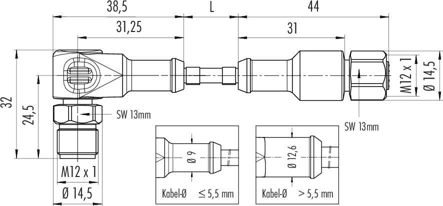 binder 77 3730 3727 40912-1000-20 Sensor/actuator connector, geassembleerd Aantal polen (sensoren): 12 Stekker, haaks, B-1