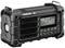 Draagbare DAB+ radio in robuust design met digitaal display en knoppen voor zenders, band, info en volume. Ideaal voor buitengebruik.
