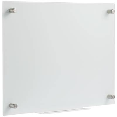 Melkglazen plaat, vierkant, met ronde metalen bevestigingen in de hoeken. Deze dient als afdekking of decoratief element.