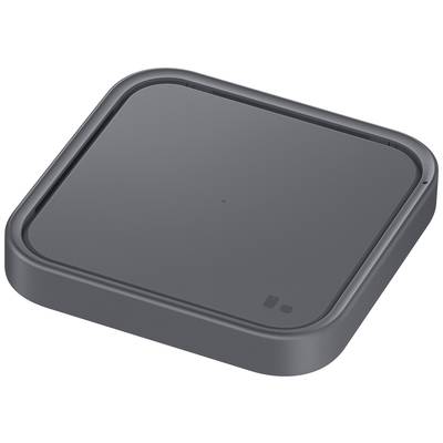 Een zwart, vierkant, plat oplaadapparaat, vermoedelijk voor draadloos opladen van apparaten.