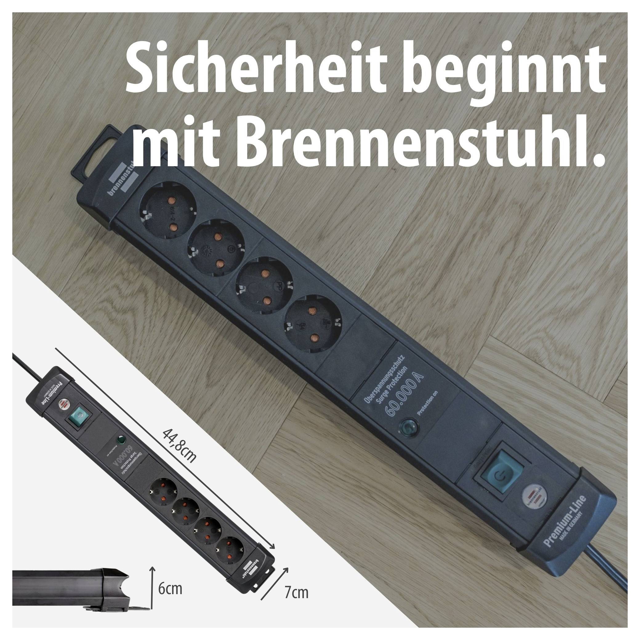 Brennenstuhl 1951140300 Overspanningsveilige stekkerdoos Zwart Randaarde stekker 1 stuk(s)-6
