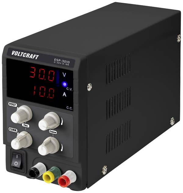 VOLTCRAFT ESP-3010 Labvoeding, regelbaar 0 - 30 V/DC 0 - 10 A 300 W Steekaansluiting 4 mm Smal model Aantal uitgangen: 1 x
