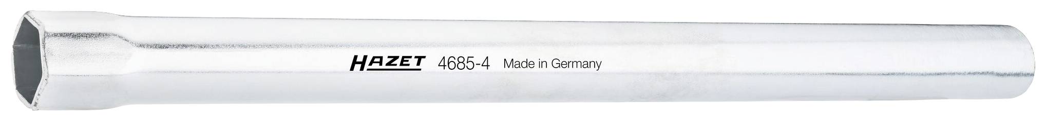 Een zilveren steeksleutel waarop 'HAZET 8805-4 Made in Germany' staat.