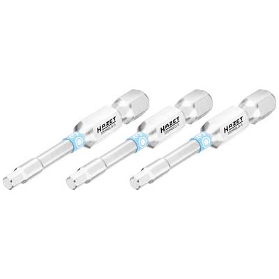 Drie zilveren bits met zeskante schachten en blauwe markeringen, gekenmerkt door 'HAZET' en '2262G-3'.