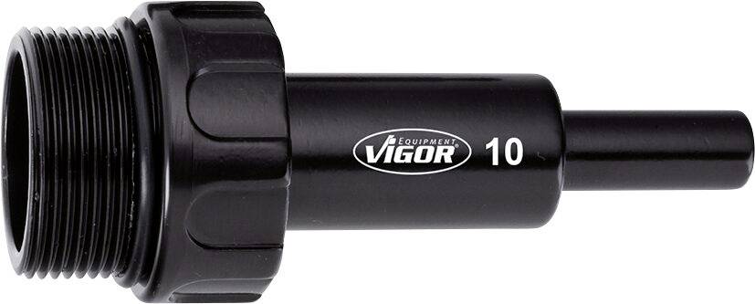 VIGOR Uitrusting 10' Adapter met schroefdraad, zwart metaal, cilindrische vorm, accessoire voor vloeistoftransport.