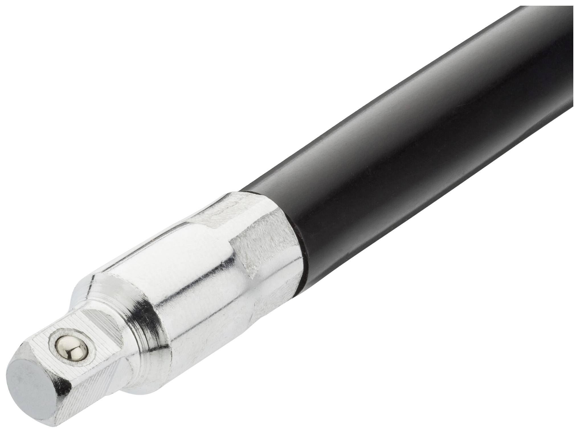 Zwarte kabelboom met zilveren aansluiting.