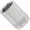 Metalen dopsleutelopzetstuk, cilindrisch van vorm, met gegraveerd logo. Wordt gebruikt voor het aandraaien of losdraaien van schroeven en moeren.