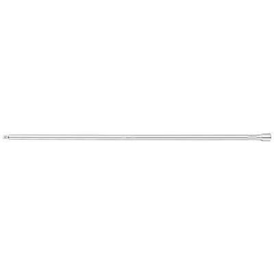 Een lange, slanke metalen staaf met een groter uiteinde, mogelijk een gereedschap of onderdeel van een apparaatconstructie.