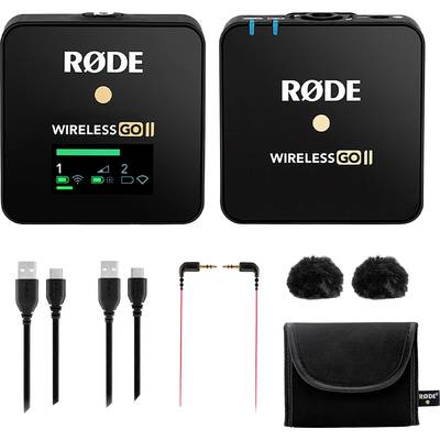 RODE Microphones Wireless GO II SINGLE Spraakmicrofoon Dasspeld Zendmethode: Draadloos, USB Incl. tas, Incl. windkap, In