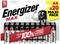 Een verpakking met 20 Energizer MAX AA-batterijen, die een langere levensduur bieden. Toont een vrolijke grafiek met een batterij-mascotte.