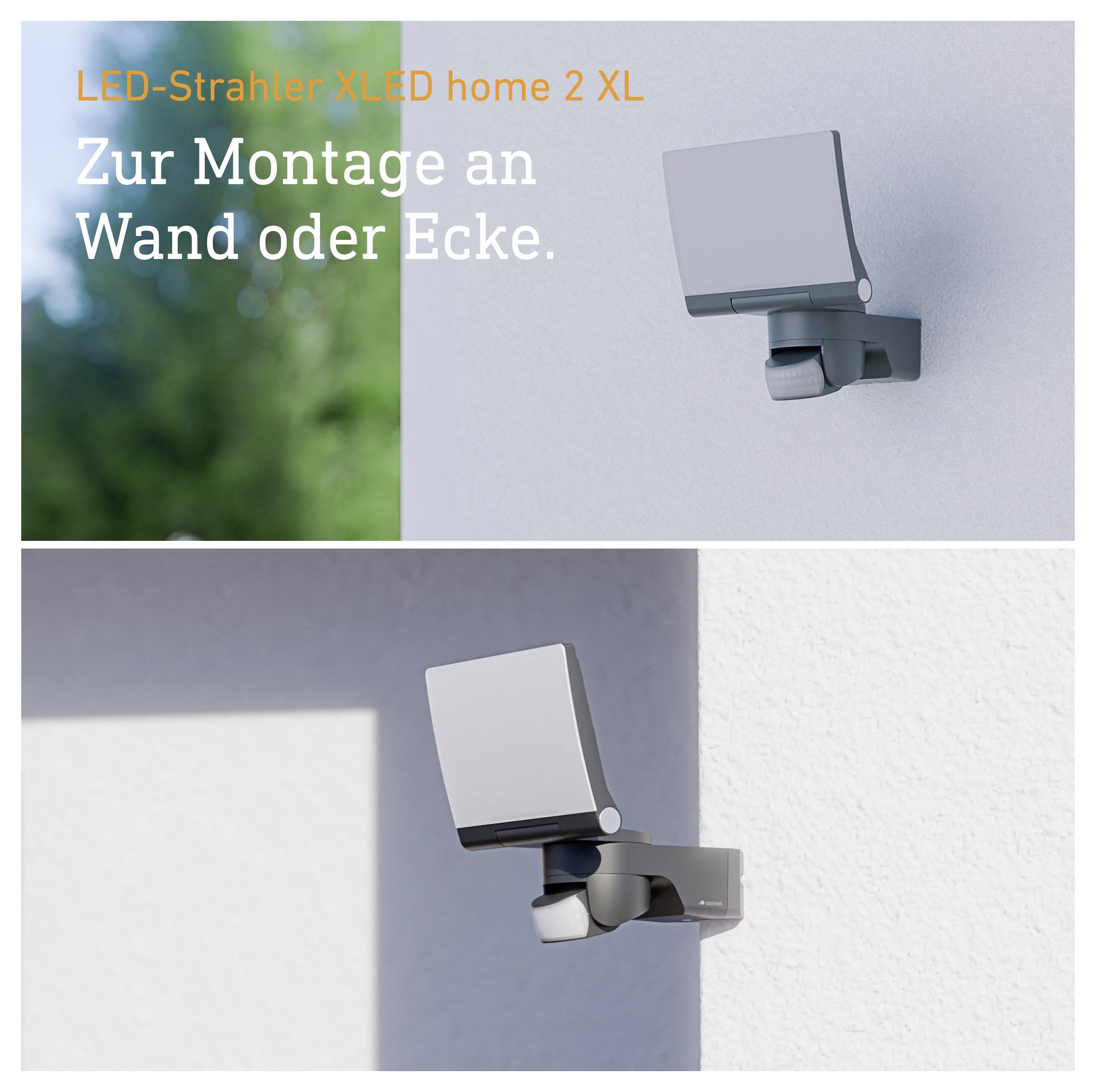 LED-Spot 'XLED home 2 XL' monteerbaar aan muur of hoek, met verstelbare spotkop voor buitenverlichting.