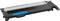 Tonercartridge in zwart en blauw, rechthoekig, met contactpunten, geschikt voor laserprinters.
