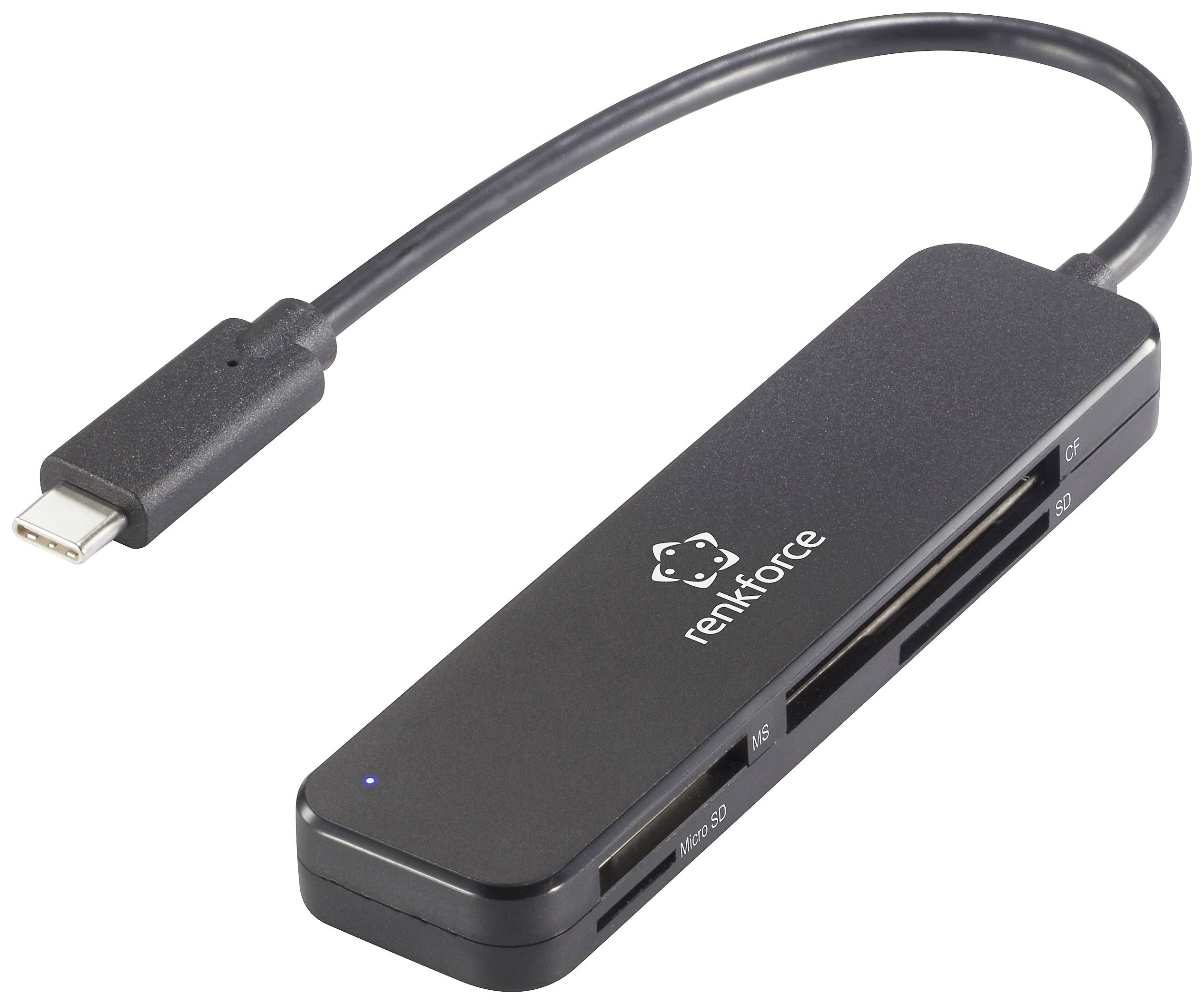 Renkforce RF-PCR-230 Extern minneskortläsare USB-C® 5Gbps Svart