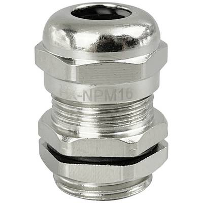 Metalen kabelwartel, HX-NPM16, met vernikkelde oppervlakte, geschikt voor het afdichten en bevestigen van kabels.