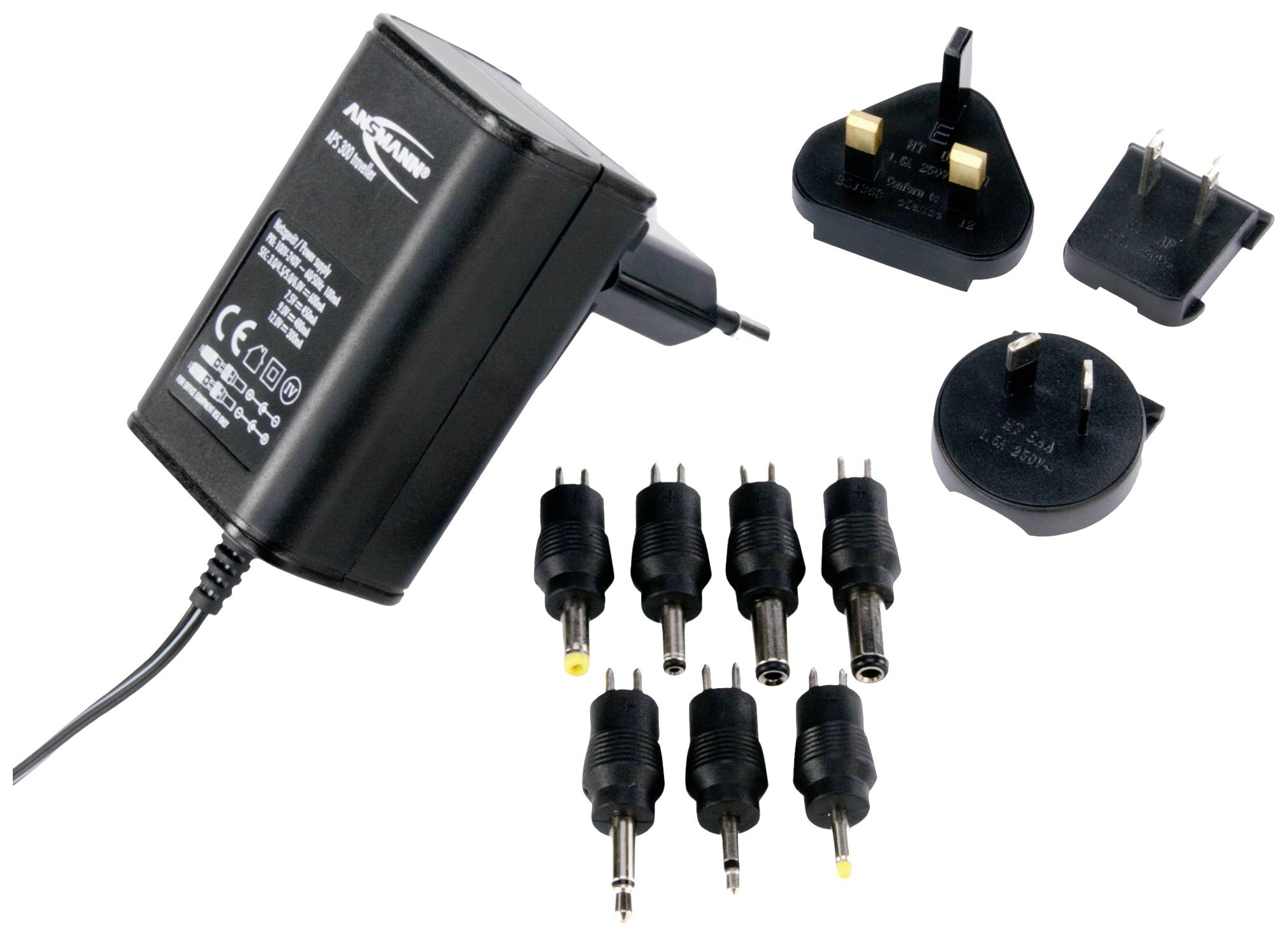 Ansmann 5311103 Stekkernetvoeding, instelbaar 3 V/DC, 4.5 V/DC, 5 V/DC, 6 V/DC, 7.5 V/DC, 9 V/DC, 12 V/DC 600 mA 3.6 W
