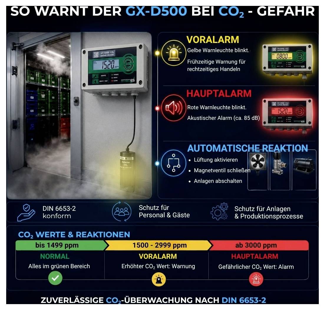 Schabus GX-D500 Kooldioxidemelder Met externe sensor werkt op het lichtnet Detectie van Kooldioxide-3