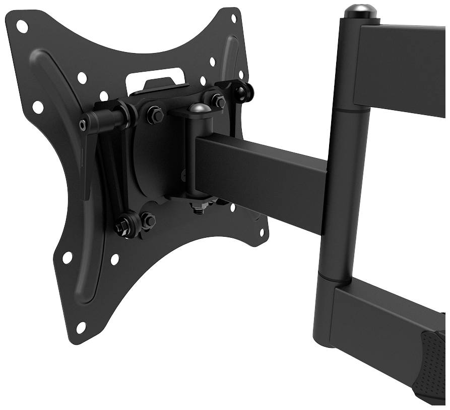 Metalen tv-wandsteun met meerdere gewrichten voor flexibele positionering. Geschikt voor platte beeldschermen.