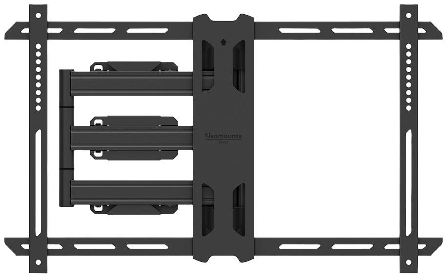Montagbeugel voor tv of monitor, zwart, meervoudig verstelbaar. Geschikt voor verschillende schermformaten en wandmontage.