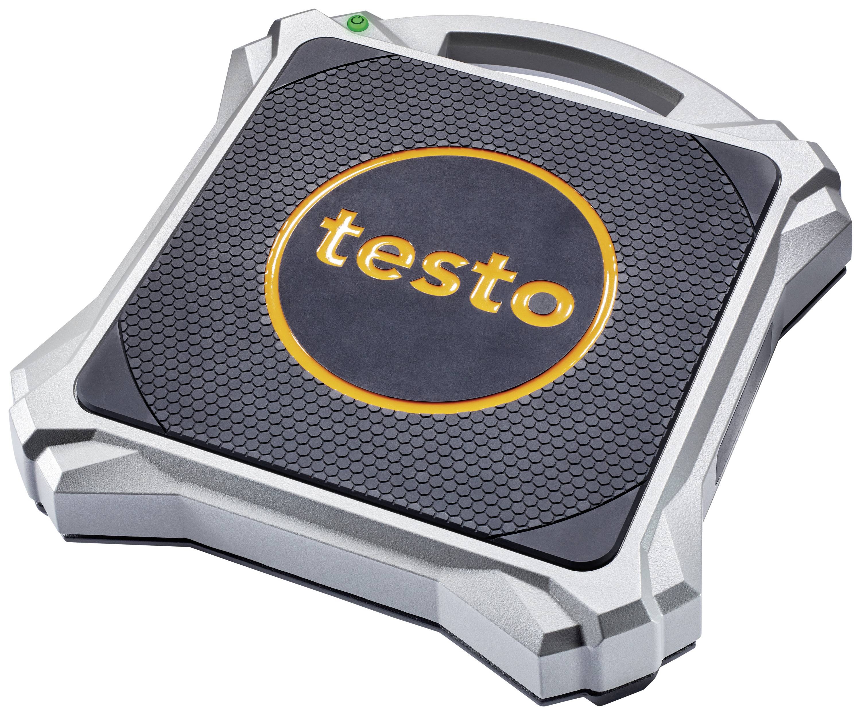 Draagbare Testo-weegschaal met antislip oppervlak, zilver en zwart, voor nauwkeurige gewichtsmetingen.