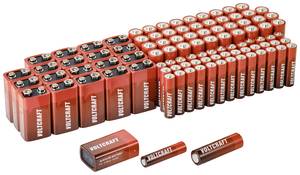 Conrad VOLTCRAFT Batterijset AA, AAA, 9 V 100 stuk(s) aanbieding