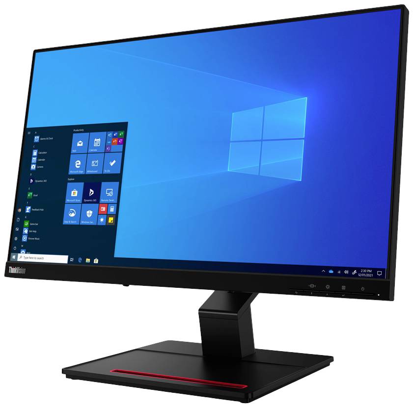 Een computermonitor toont het Windows-bureaublad met meerdere pictogrammen en de taakbalk op een blauwe achtergrond.