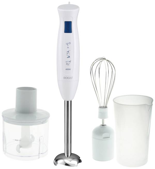 SOGO Human Technology  Staafmixer 400 W Met maatbeker, Met hakmolenopzet, Met garde Wit