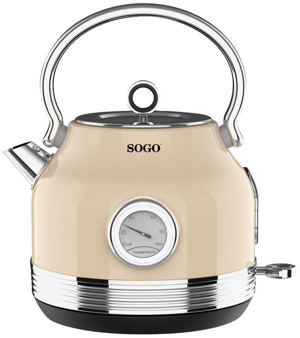 SOGO Human Technology  Waterkoker Snoerloos, Oververhittingsbeveiliging, CoolTouch-behuizing Aantal/Volume: 1.8 l Beige, Metallic