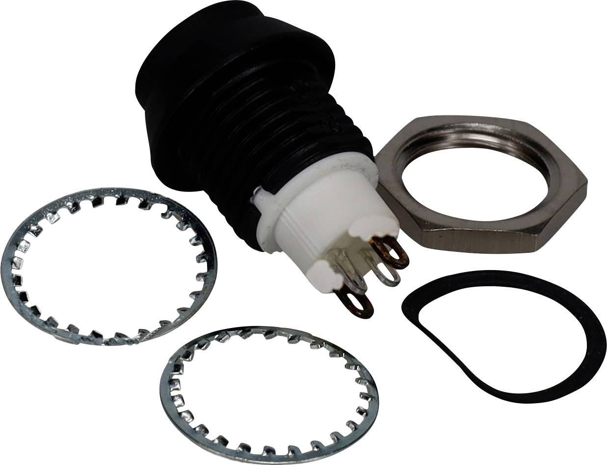 'Paneelmontage 5-pins connector en toebehoren, inclusief zeskantmoer en sluitringen, geschikt voor elektrische of elektronische aansluitingen.'