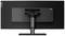 Een zwarte Lenovo-monitor van achteren, met het standaard en de aansluitingsmogelijkheden in beeld.