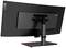 Achterzijde van een zwarte Lenovo-computermonitor, gemonteerd op een standaard met verstelbare arm.