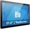 Een 21,5-inch touchscreen van Elo met een blauwe achtergrond en een wit 'elo'-logo.