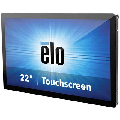 22 inch grote touchscreen van Elo voor een blauwe achtergrond.