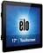 Een 17-inch touchscreen-monitor van het merk Elo tegen een blauwe achtergrond.