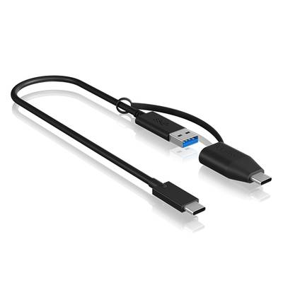 ICY BOX USB-kabel USB 3.2 Gen2 (USB 3.1 Gen2) USB-C stekker, USB-A stekker 0.35 m Zwart  60836