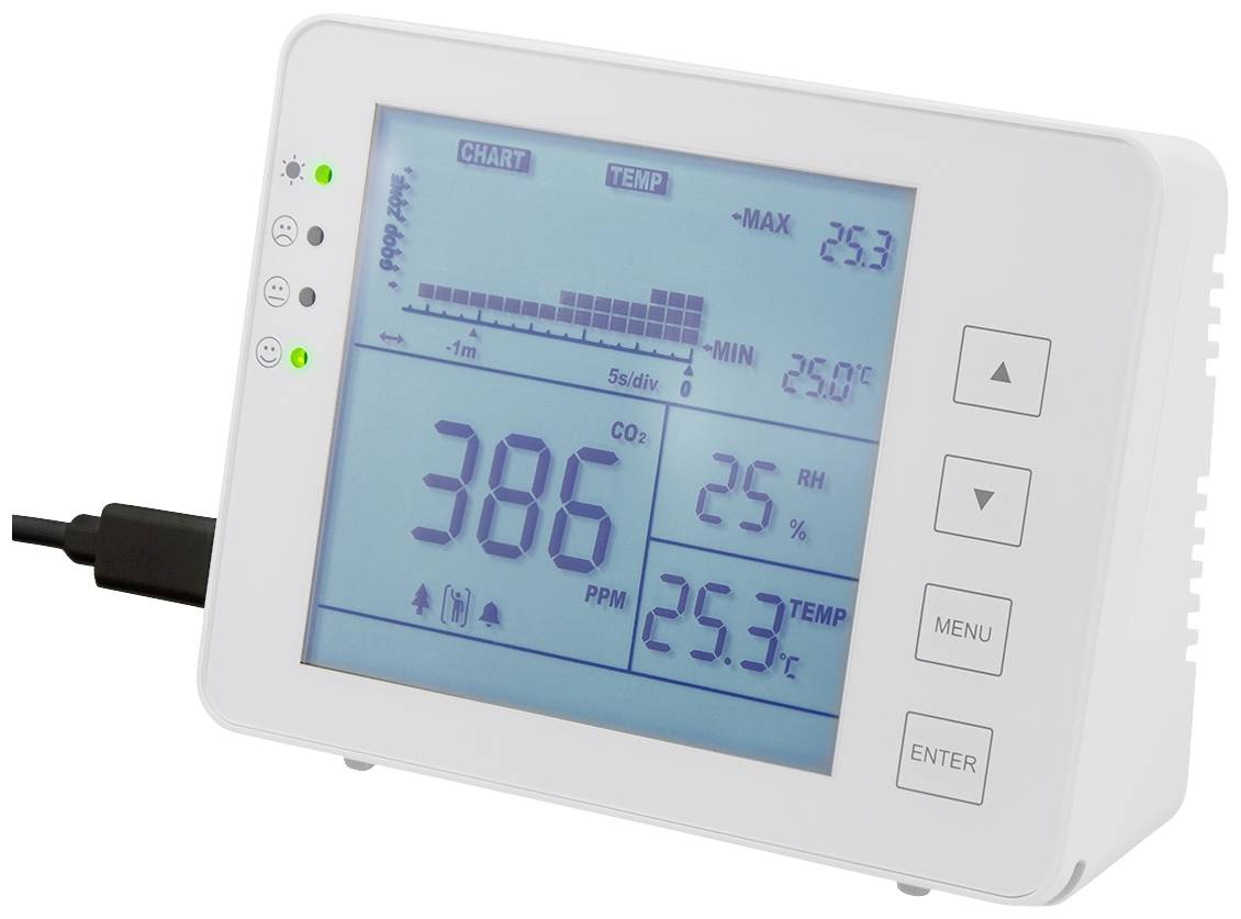 CO2-meter met verkeerslicht, temperatuur- en vochtigheidsweergave-0