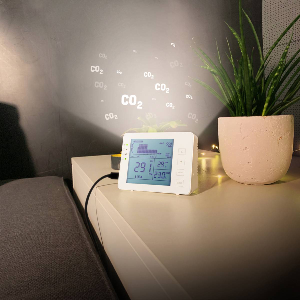 CO2-meter met verkeerslicht, temperatuur- en vochtigheidsweergave-5