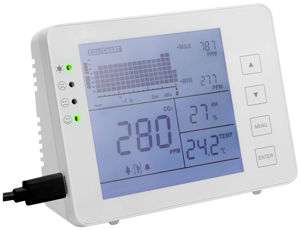CO2-meter met verkeerslicht, temperatuur- en vochtigheidsweergave-7