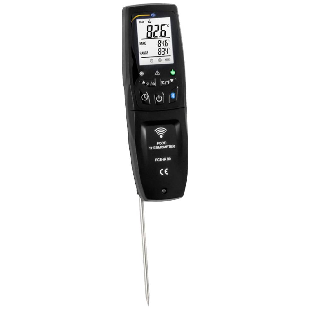 Thermometer met Bluetooth-interface - Voedselthermometer - Infrarood en insteek(kern) temperatuursensor - Meetbereik -40 ... 300 °C