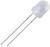 Een witte lichtgevende diode (LED) met twee metalen aansluitingen, geïsoleerd op een witte achtergrond, geschikt voor elektronische schakelingen.