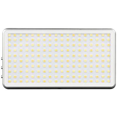 Led-licht met veel kleine, gelijkmatig gerangschikte gele dioden op een witte achtergrond.