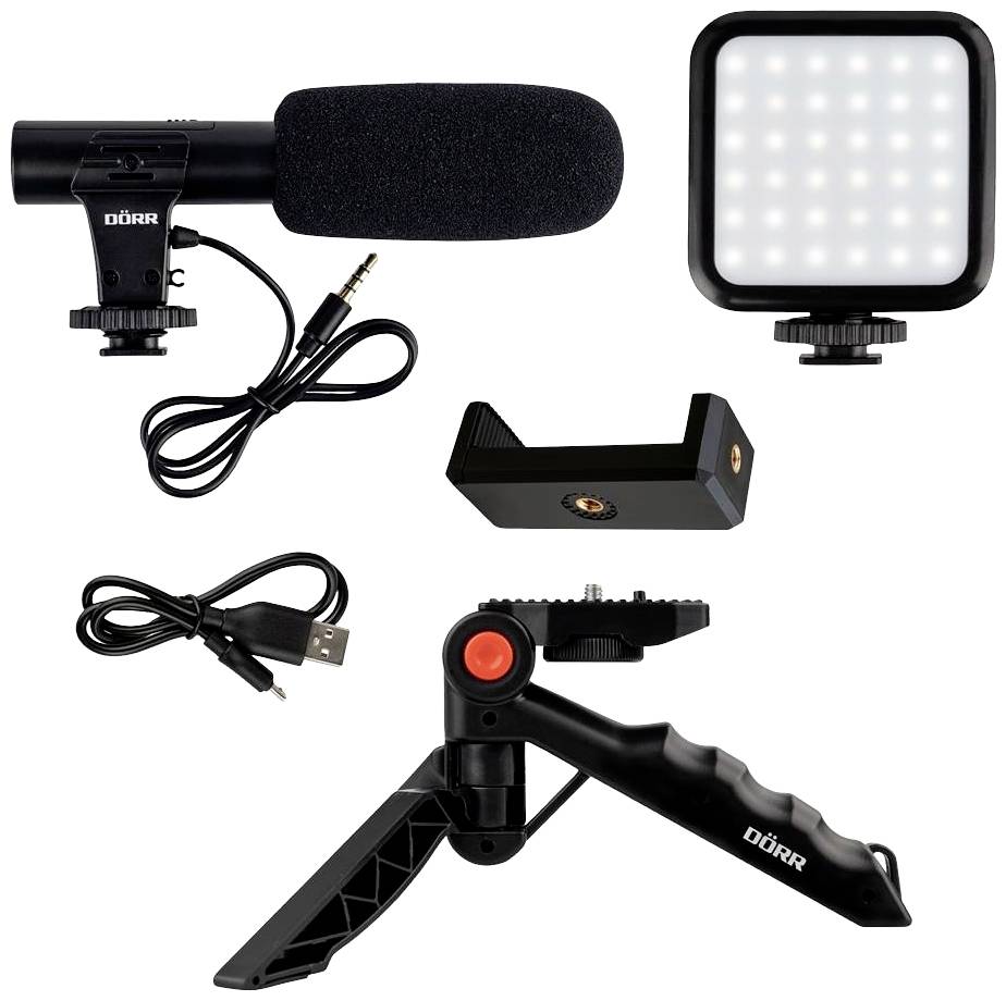DÖRR Vlogging Kit VL-5 LED-videolamp Aantal LED's: 35 Bi-Color-7