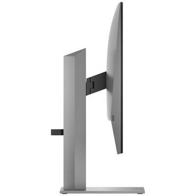 Zijaanzicht van een moderne computermonitor met slanke vormgeving en verstelbare standaard.