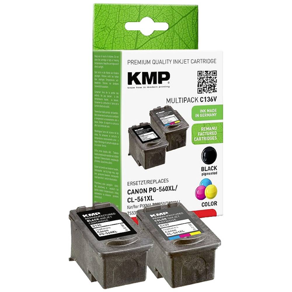 KMP Inkt vervangt Canon PG560XL (3712C001), CL561XL (3730C001) Compatibel Combipack Zwart, Cyaan, Magenta, Geel C136V 1581,4005